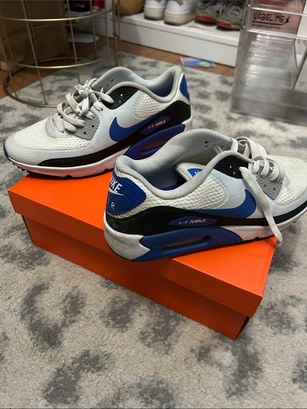 Nike Men’s Air Max Sneakers in White, Blue and Black
